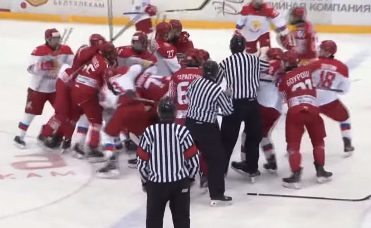 Сборные Беларуси и России устроили массовую драку на Кубке Президентского спортивного клуба