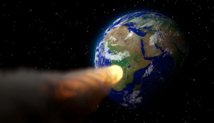 астероид летит к Земле, компьютерная графика
