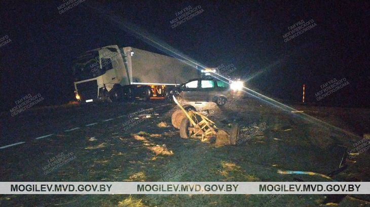 В Мстиславском районе легковушка протаранила гужевую повозку и фуру В Мстиславском районе легковушка протаранила гужевую повозку и фуру
