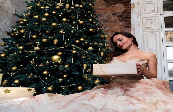 елка, Новый год, девушка 