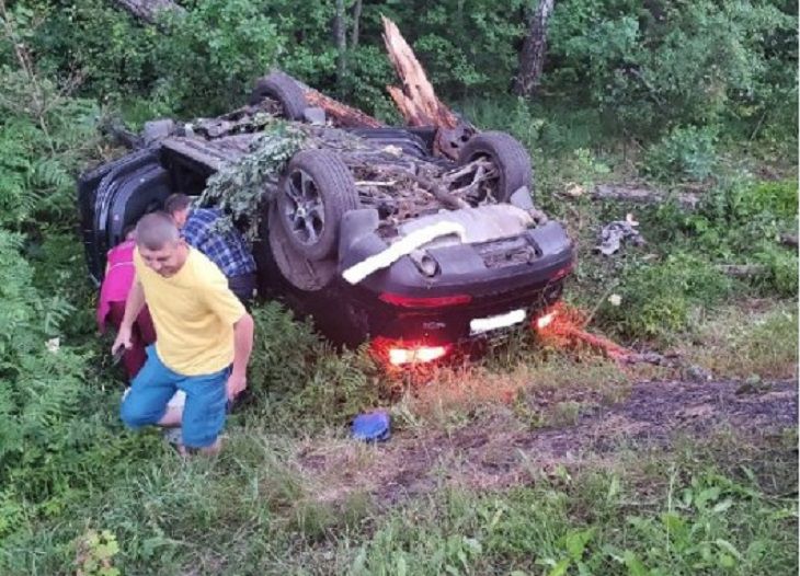 На трассе М1 Audi вылетела в кювет, врезалась в дерево и перевернулась На трассе М1 Audi вылетела в кювет, врезалась в дерево и перевернулась