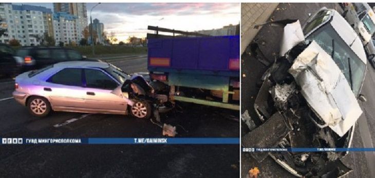 Сегодня утром в Минске «Ситроен» протаранил МАЗ Сегодня утром в Минске «Ситроен» протаранил МАЗ