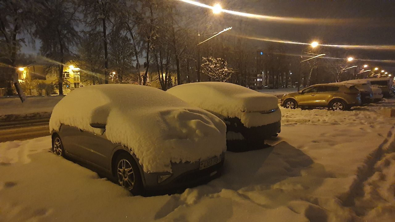 Снегопад в Минске: на 4 автомобиля рухнули деревья