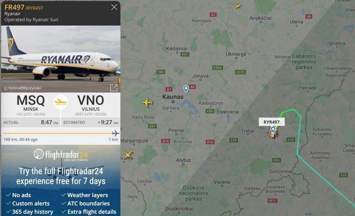 Минтранс об инциденте с самолетом Ryanair: почему они полетели в Минск нам непонятно