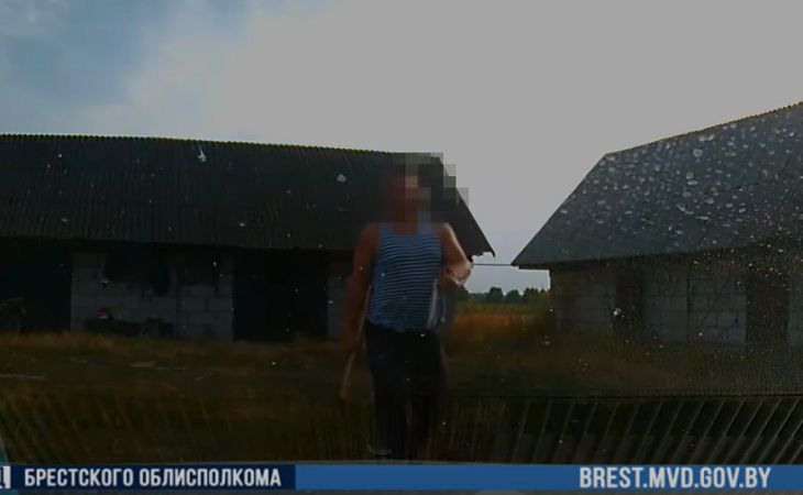 Пьяный белорус избил супругу, сел за руль и пошел с топором на милиционеров: кадры