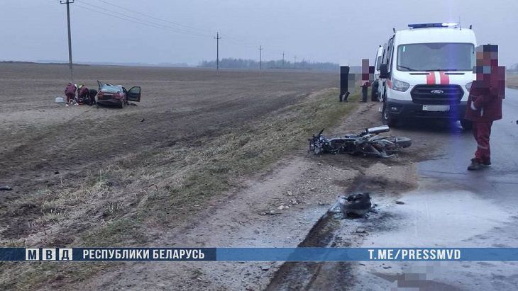 Смертельное ДТП в Слуцком районе: мотоцикл столкнулся с автомобилем, 2 человека погибли