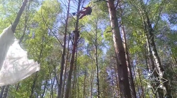 Спасатели помогли застрявшей на дереве парашютистке в Малоритском районе парашютистка
