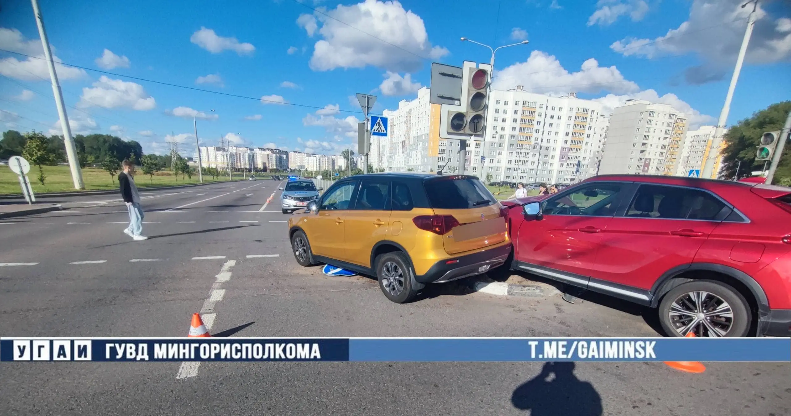 В Минске «Suzuki» врезался в «Mitsubishi» из-за проезда на запрещающий сигнал ДТП в Минске