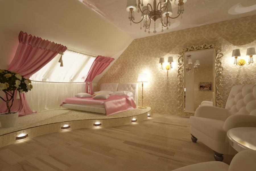 Дизайн спальни на мансардном этаже