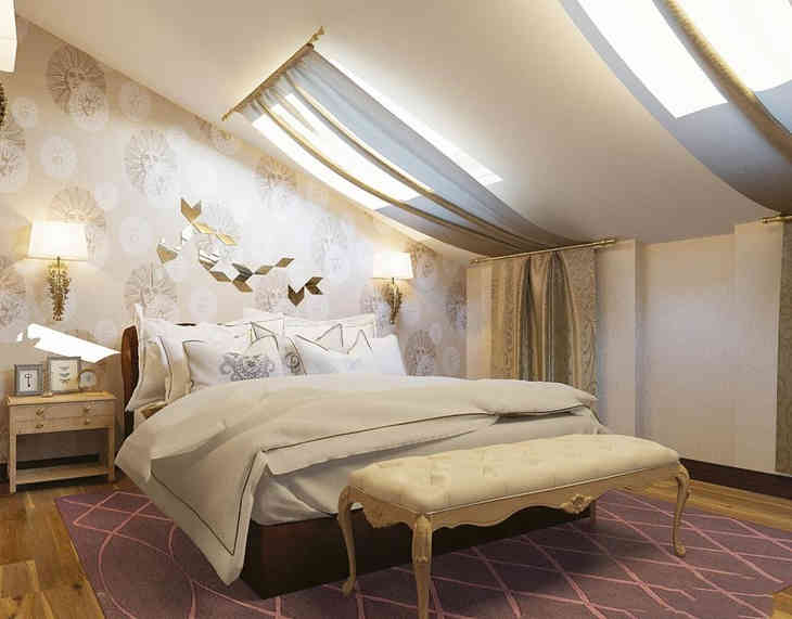 Дизайн спальни на мансардном этаже
