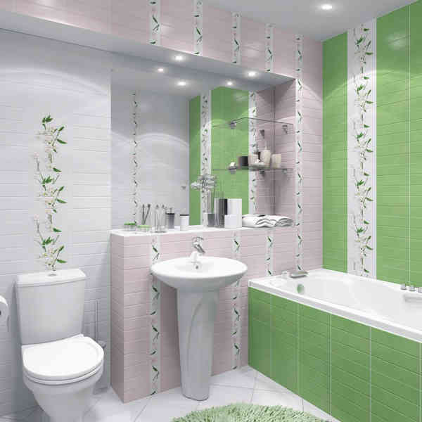 Зеленый цвет в дизайне ванной комнаты