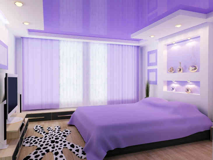 Дизайнерские решения потолка в спальне