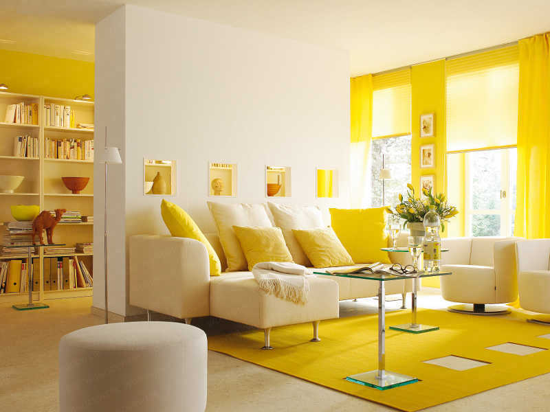 Желтый цвет в дизайне и декоре