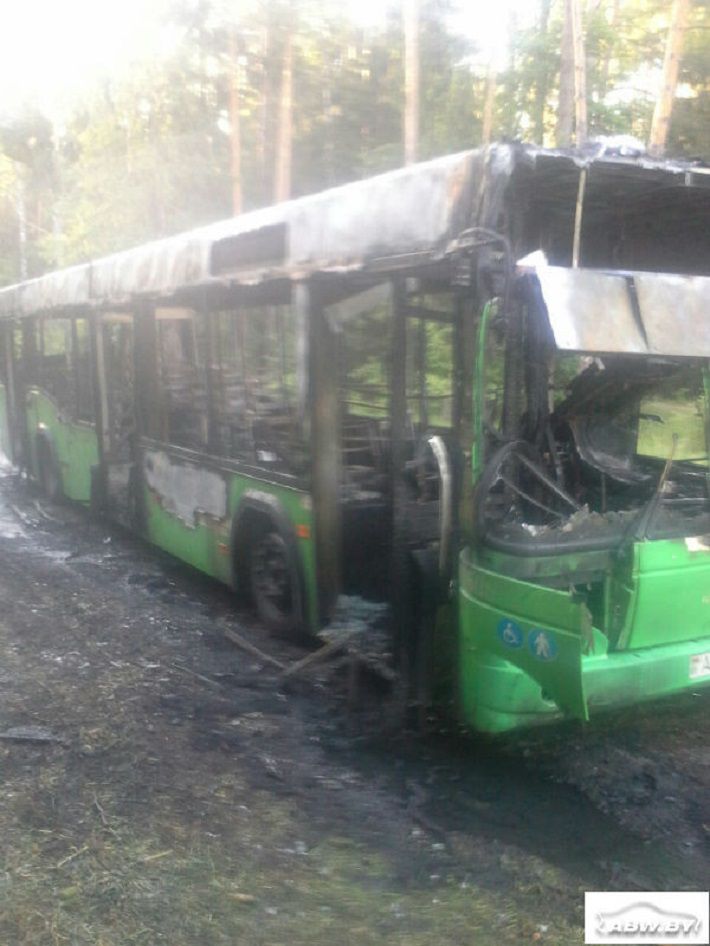 Автобус МАЗ не довез дачников до Дзержинска, сгорел по дороге в лесу‍