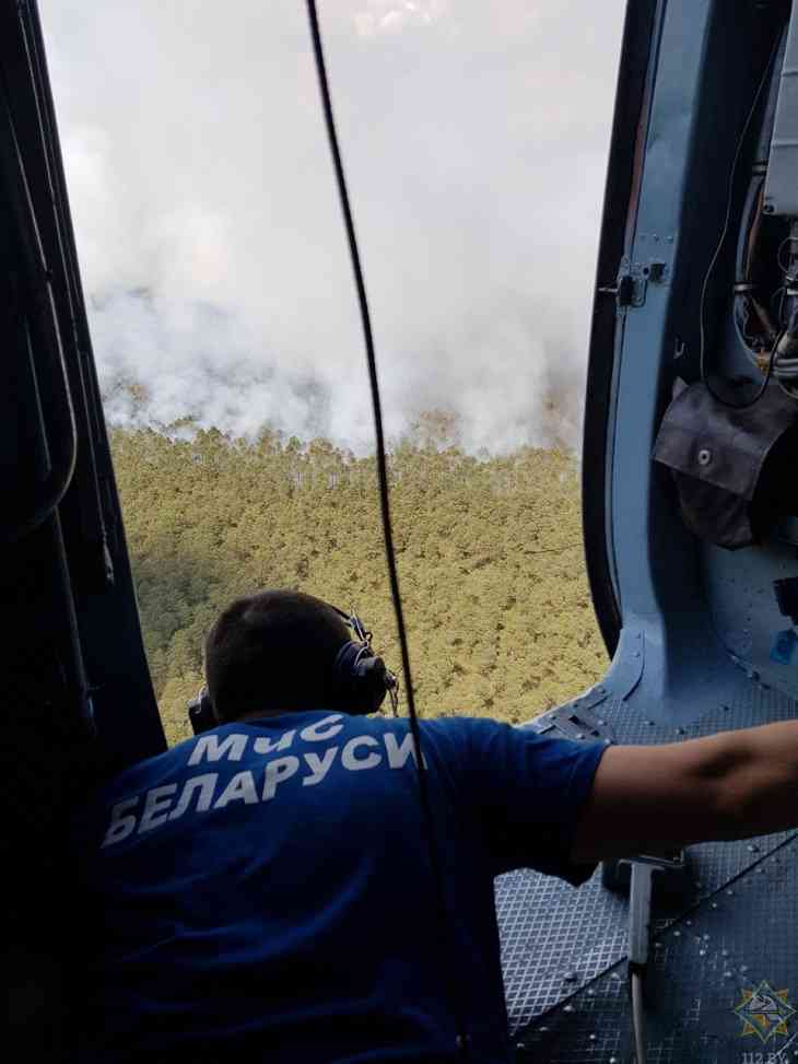 Самолет, вертолет, 120 человек. Под Пуховичами тушат лесной пожар 