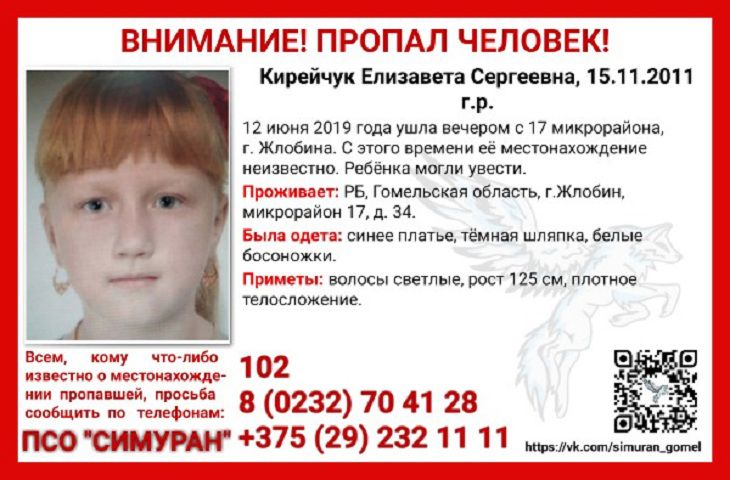 В Жлобине пропала семилетняя девочка