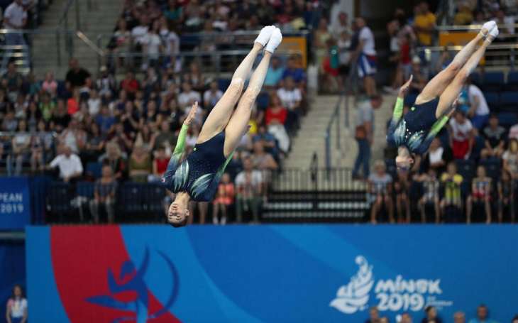 Белорусские батутистки Гончарова и Махаринская завоевали золото II Европейских игр
