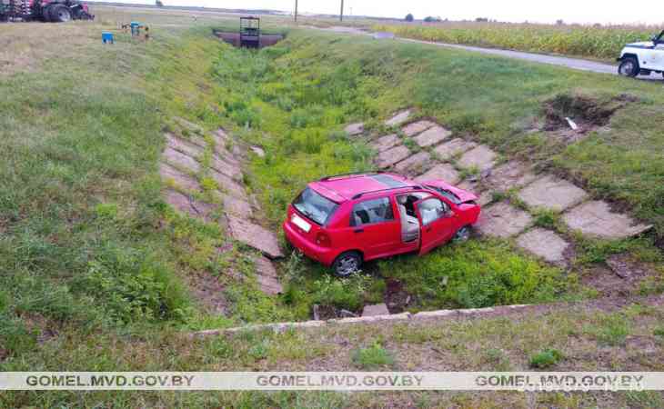 В Лельчицком районе автоледи не справилась с управлением и въехала в канаву
