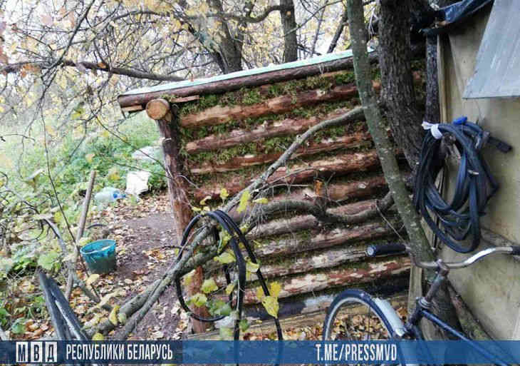 В Рогачевском районе мужчина 6 лет жил в шалаше в лесу, скрываясь от милиции. Посмотрите на его жилище