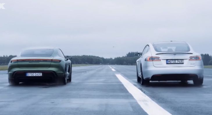 Porsche Taycan против Tesla Model S: битва главных электрокаров попала на видео 