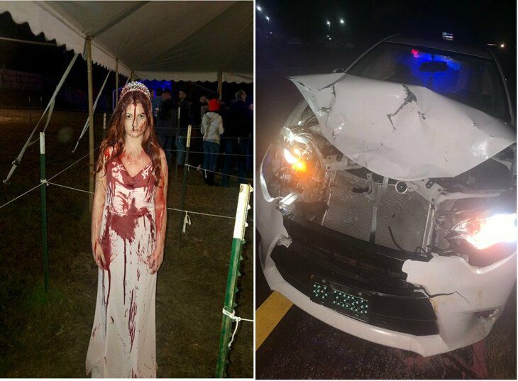 Студентка попала в аварию и напугала врачей с полицейскими «окровавленным» платьем