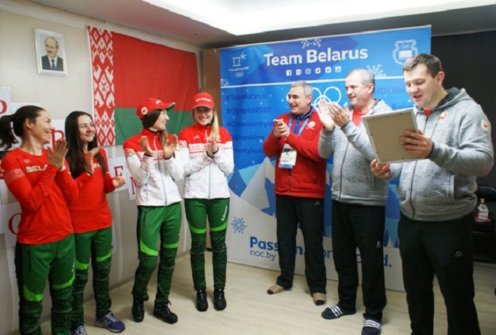Белорусских биатлонисток поздравили в Олимпийской деревне в Пхенчхане‍