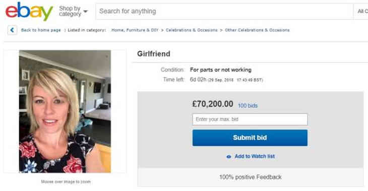 Мужчина выставил свою девушку на продажу на eBay
