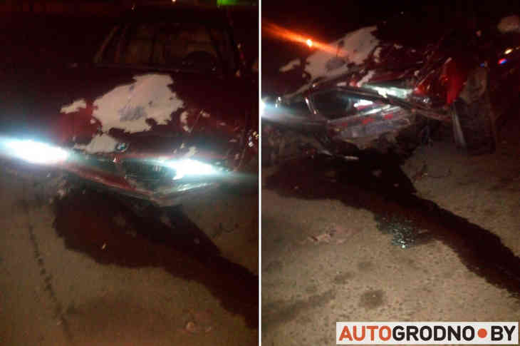 Ночью в Гродно владелец BMW лихо разбил свой и чужие автомобили