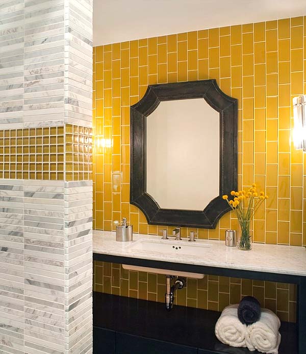 Желтый цвет в дизайне ванной комнаты (ФОТО)