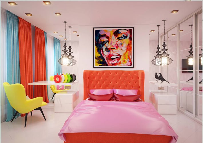 Дизайн интерьера комнат с акцентом на яркой мебели (ФОТО)