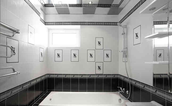 Оформление интерьера черно-белых ванных комнат