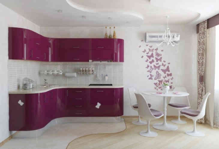 Дизайн фиолетовых кухонь