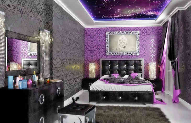 Дизайн сиреневых и фиолетовых кроватей