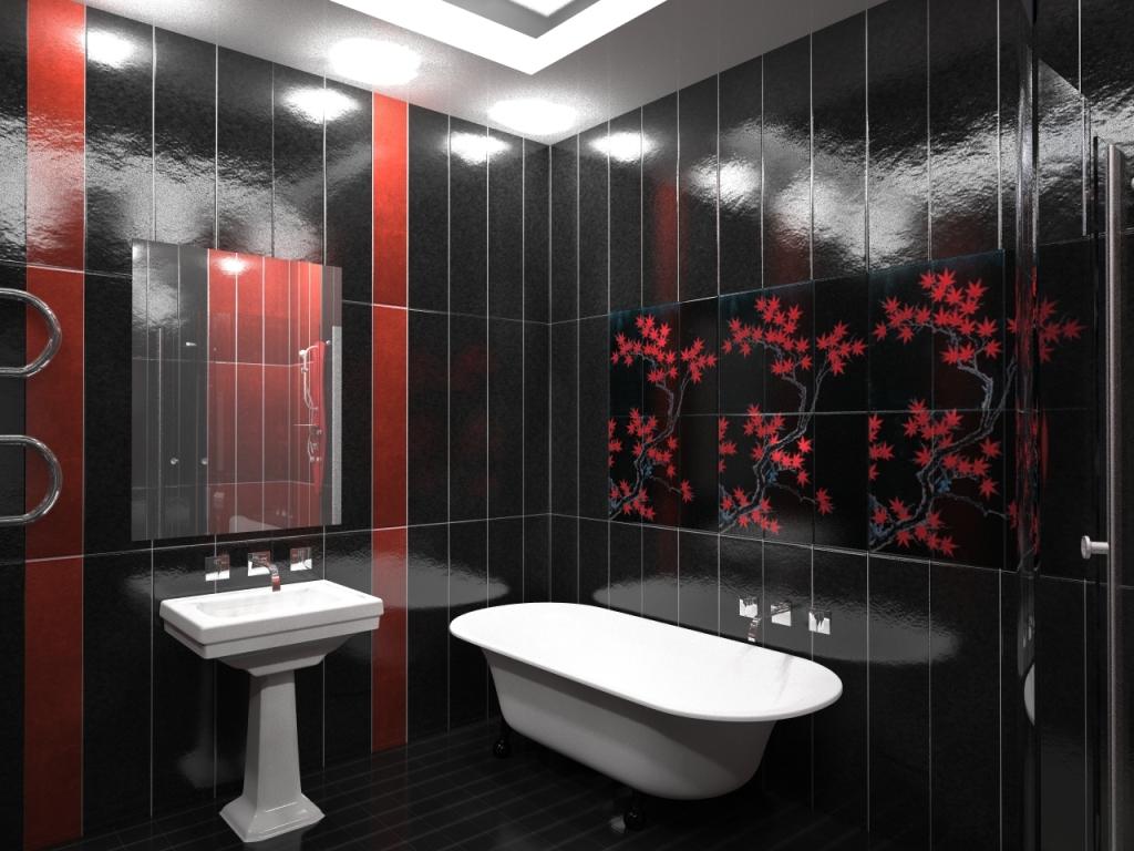 Дизайн интерьера ванной комнаты в черных тонах