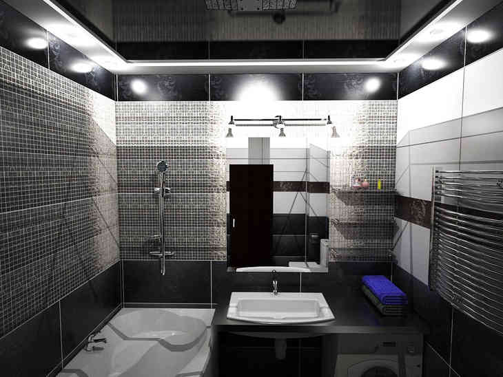 Дизайн интерьера ванной комнаты в черных тонах