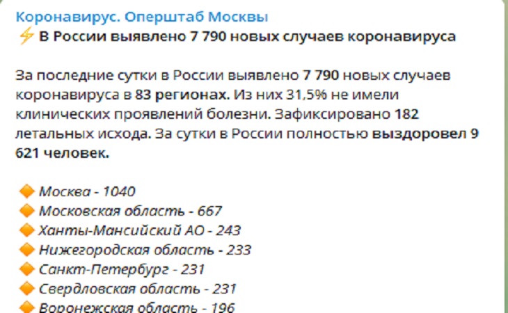 Число случаев заражения коронавирусом в России превысило 560 тысяч