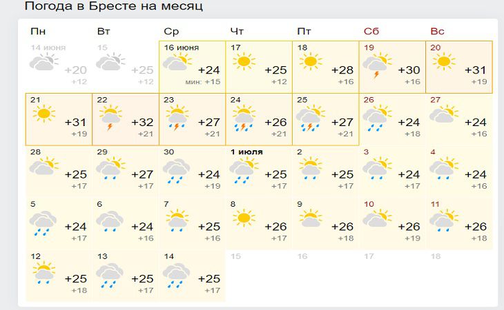 Какая погода ждет белорусов до конца июня 