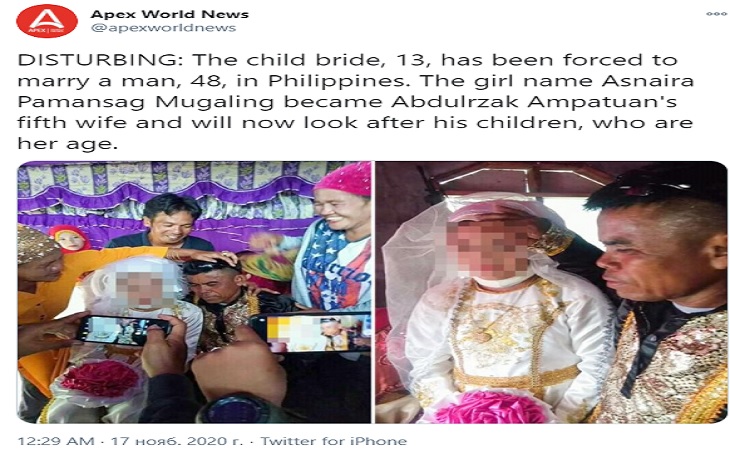 В Сеть попали снимки со свадьбы 13-летней девочки и 48-летнего фермера