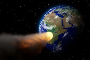 астероид летит к Земле, компьютерная графика