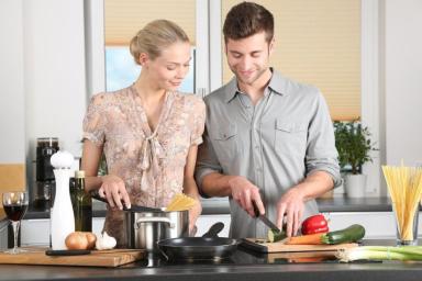 мужчина, женщина, кухня, приготовление пищи 