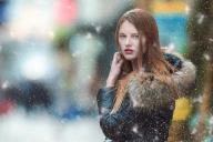 девушка, снег, зима