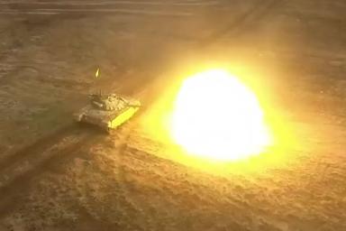 Эффектную тренировку белорусских танкистов сняли на видео