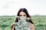 девушка, цветы, поле