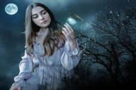 девушка, ночь, магия 