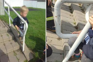 В Минске спасатели помогли вытащить застрявшего в перилах ребенка