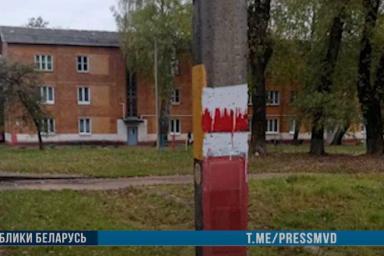 В Бобруйске задержали 37-летнего мужчину, рисовавшего БЧБ-флаги на столбах