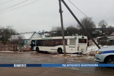 В Толочине рейсовый автобус оказался в кювете из-за гололедицы
