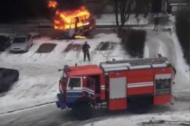 В Бресте сгорел микроавтобус