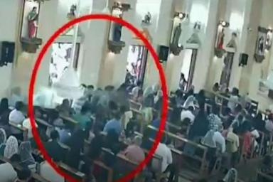 Появилось видео с предполагаемым террористом перед взрывом в церкви Шри-Ланке.
