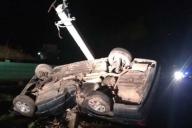 В Бобруйске «BMW» влетел в столб и опрокинулся